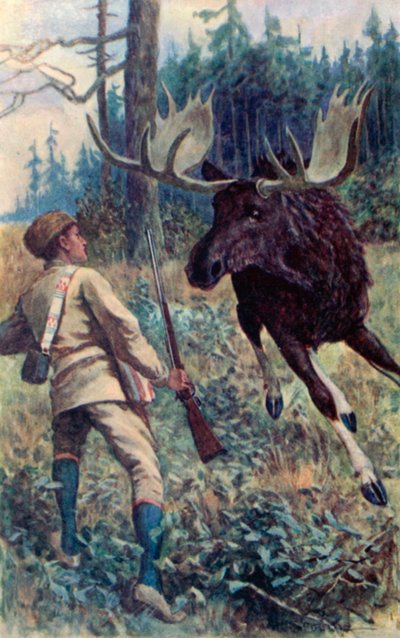 De eland sprong op hem af door William Henry Charles Groome